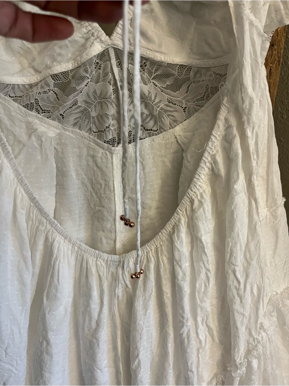 Free People White Lace V-Neck Mini Dress - Picture 8 of 9